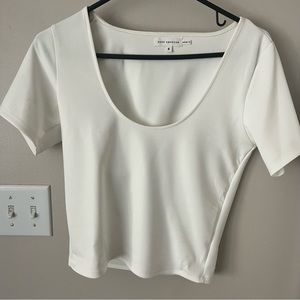 Good American white scuba scoop cropped top